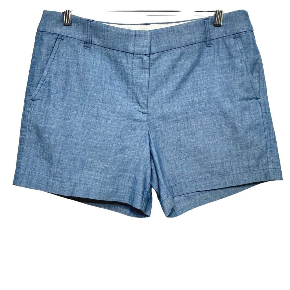 NEW J.Crew 5" Chino Shorts Womens 12 Blue Chambray Cotton Casual Preppy AY431